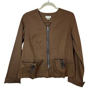 Neesh by D.A.R. Women's M Zip-Up Jacket Brown Pockets Lagenlook